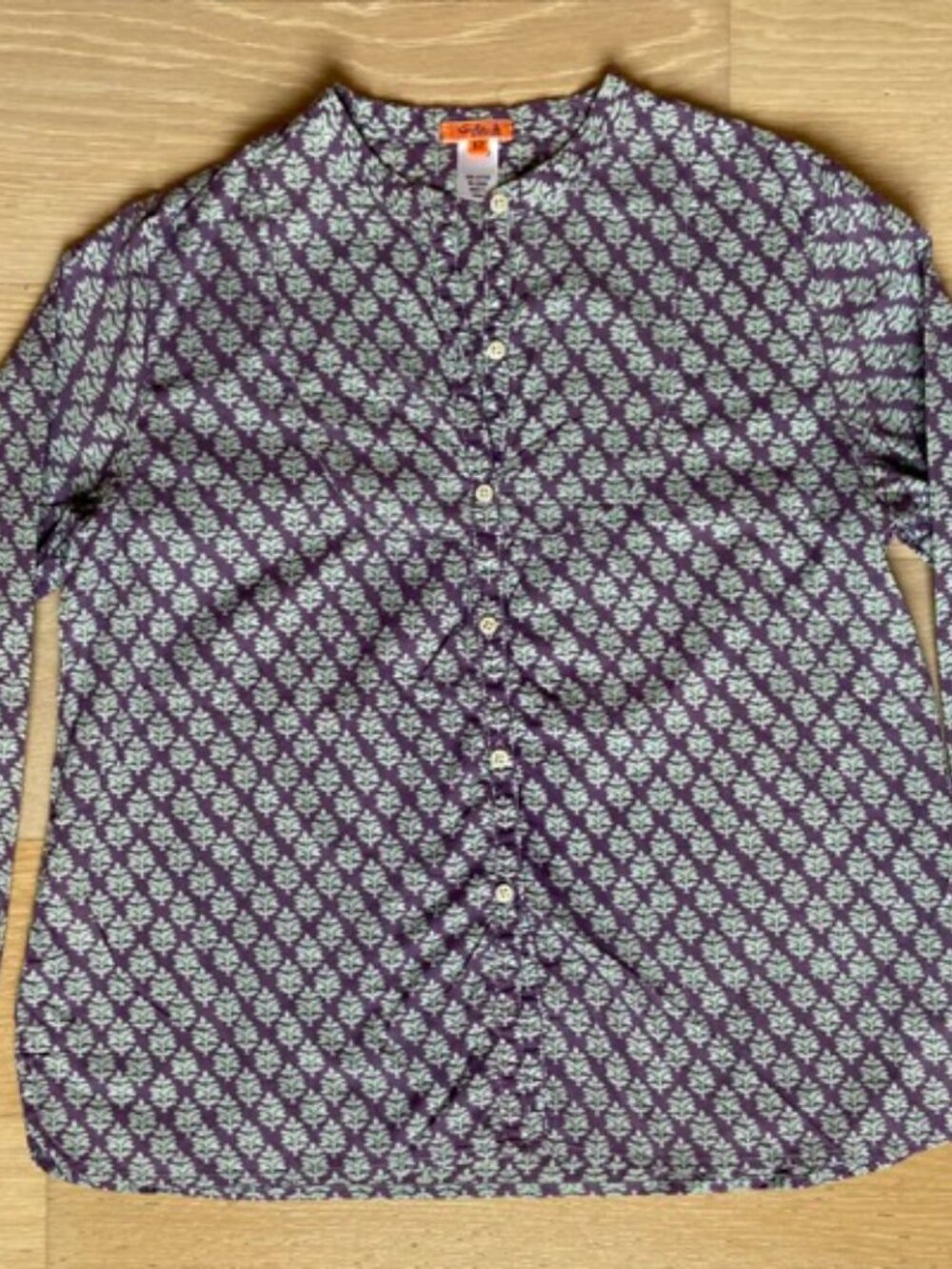 Kule, Purple with light blue floral block print blouse, size:12 yrs old
